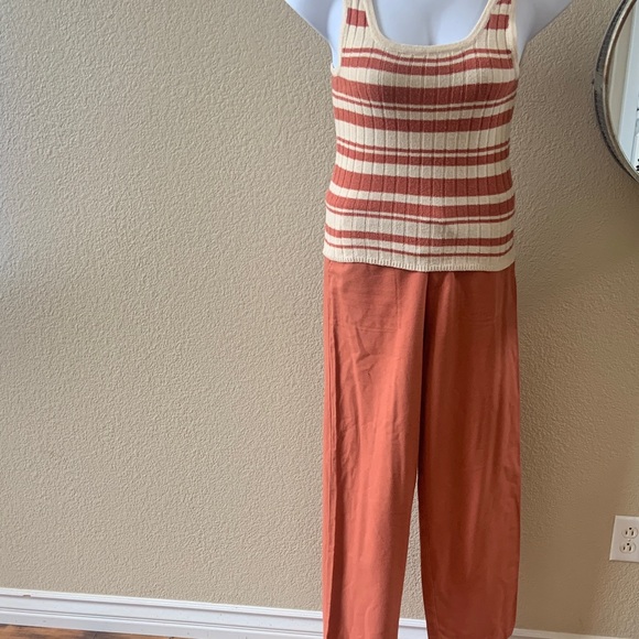 Chic Terracotta Wide Leg Pants for Women and Matching Sleeveless Top - Picture 1 of 11
